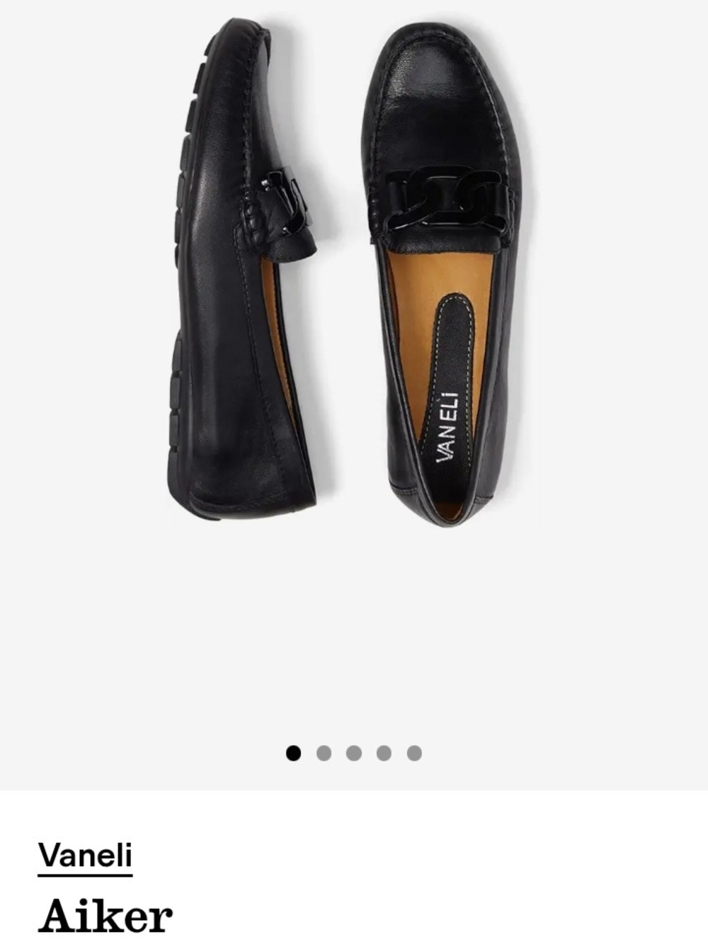 Vaneli Black Leather Chain-Trim Driving Loafers